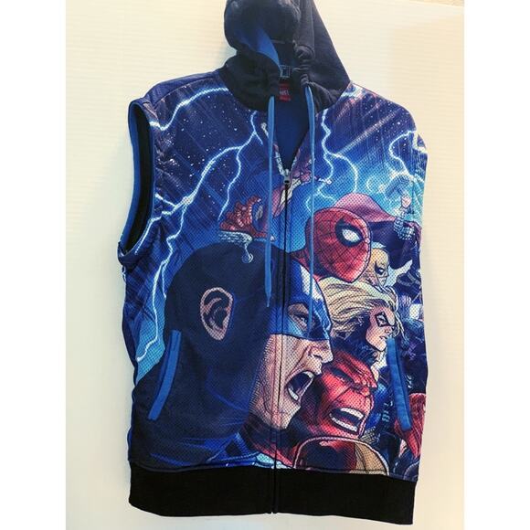 MARVEL ****JUST REDUCED****MARVEL Spider-Man Capt. America Hoody & VEST SMALL - Picture 1 of 8